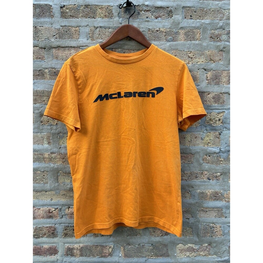 McLaren Men's Orange Graphic Logo Jersey Crew Neck Short Sleeve T-Shirt Size M
